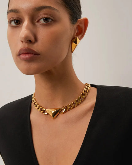 Stainless Steel 18K Gold-Plated Geometric Earrings