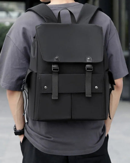 PU Leather Multi-Pockets Adjustable Strap Backpack Bag