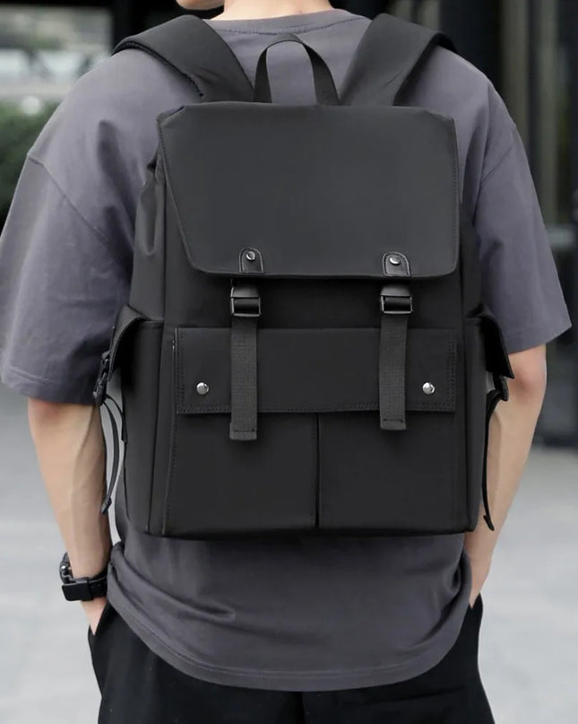 PU Leather Multi-Pockets Adjustable Strap Backpack Bag