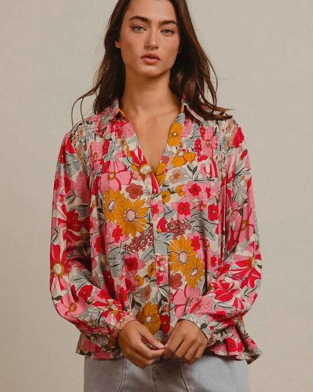 BiBi Woven Floral Printed Shirt Top