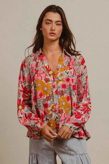 BiBi Woven Floral Printed Shirt Top