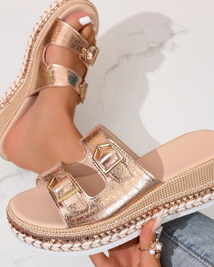 Platform Double Buckle Sandals 