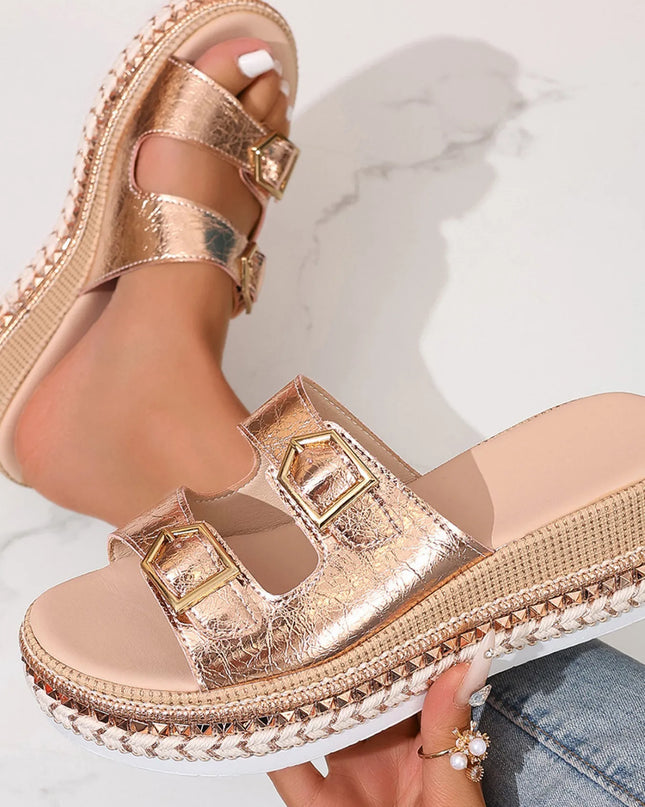 Platform Double Buckle Sandals 
