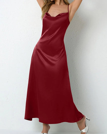 Satin Cowl Neck Cami Dress