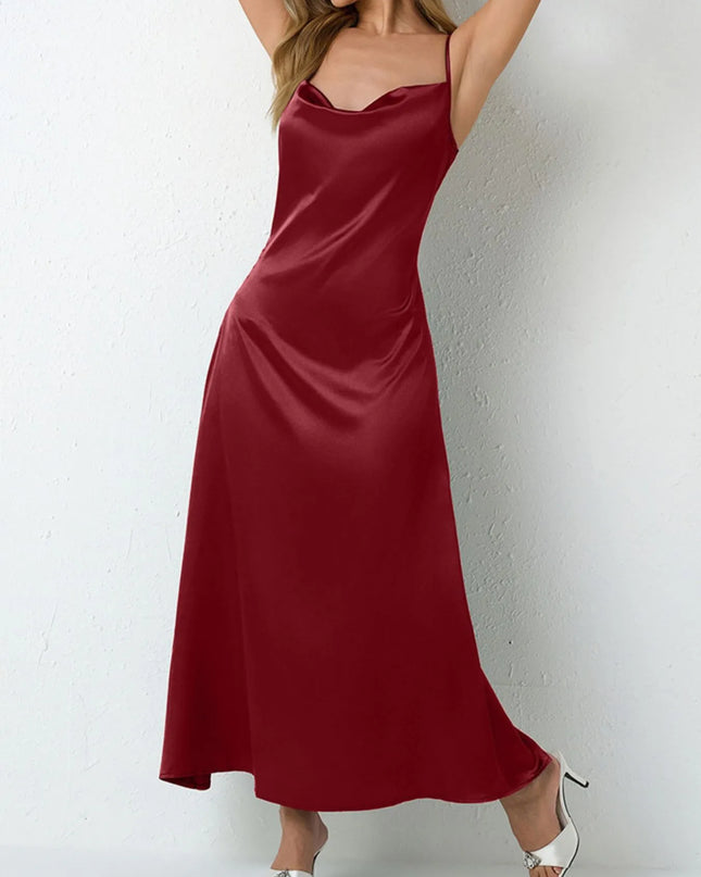 Satin Cowl Neck Cami Dress