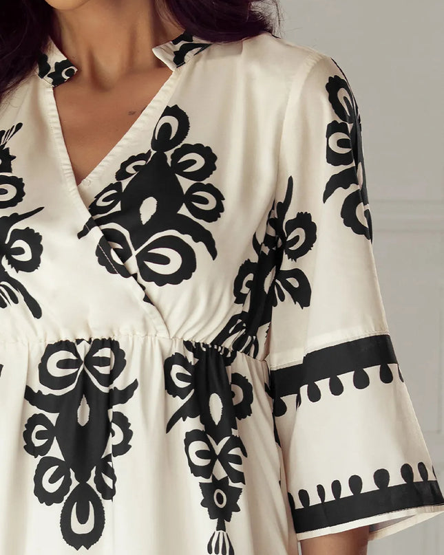 Printed Half Sleeve Knee Length Dress