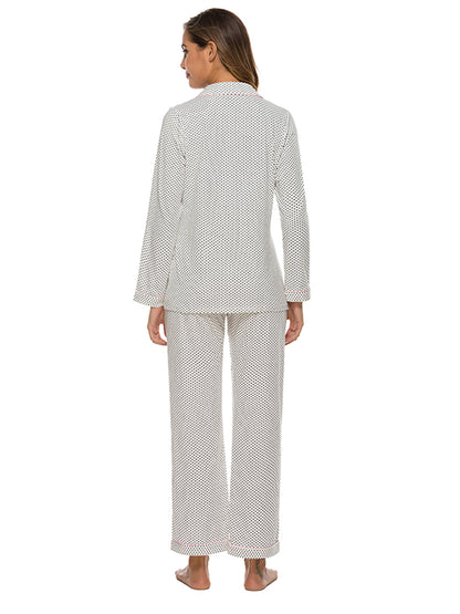 Collared Neck Loungewear Set with Pocket 