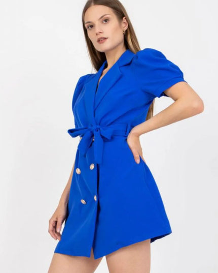 Tie Waist Short Sleeve Blazer Dress