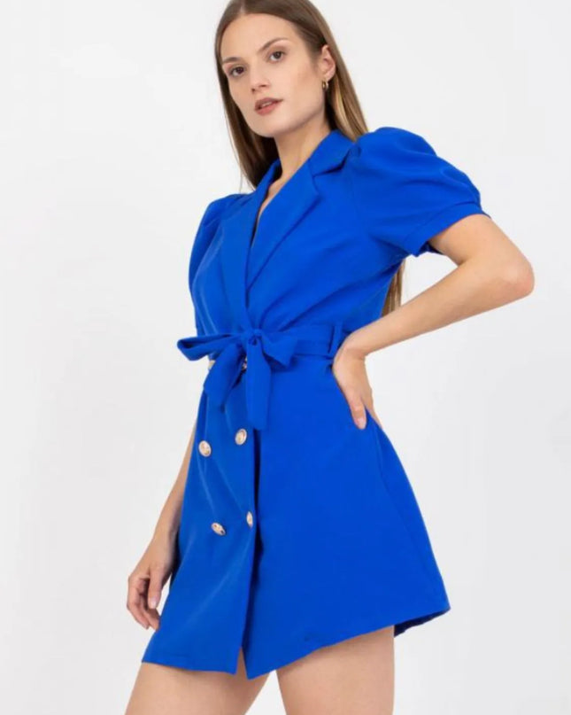 Tie Waist Short Sleeve Blazer Dress