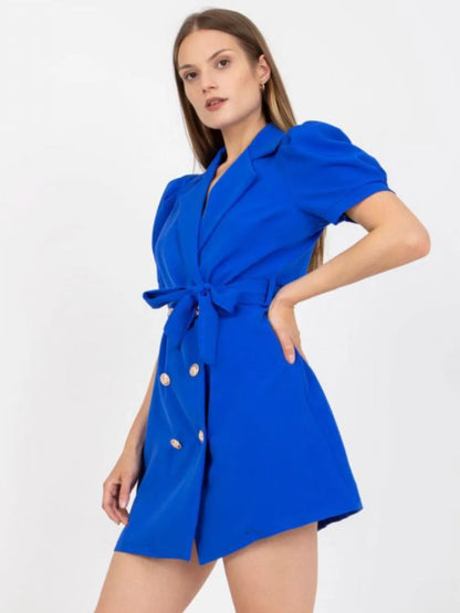 Tie Waist Short Sleeve Blazer Dress