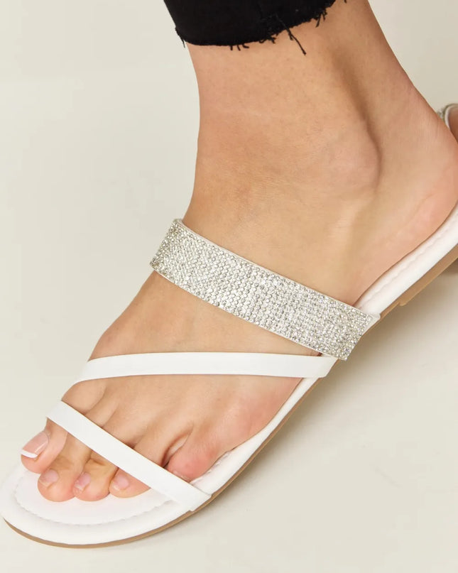 WILD DIVA Rhinestone Strappy Flat Sandals 