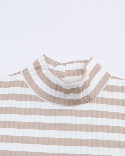 Striped Textured Knit Long Sleeve Tee