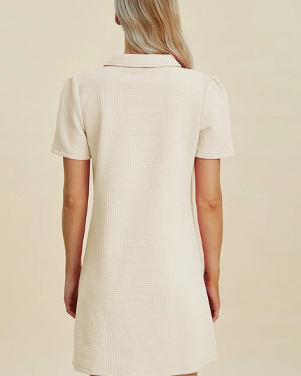Double Take Full Size Texture Short Sleeve Dress
