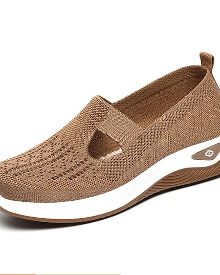 Breathable Mesh Round Toe Wedge Sneakers 