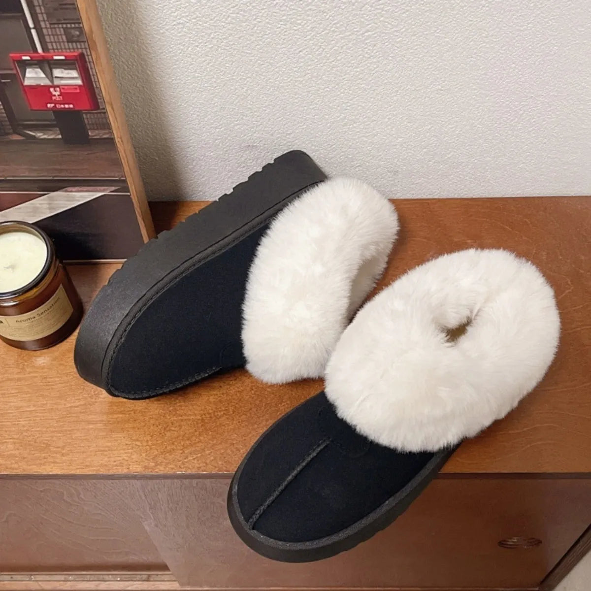 Cozy Furry Platform Boots