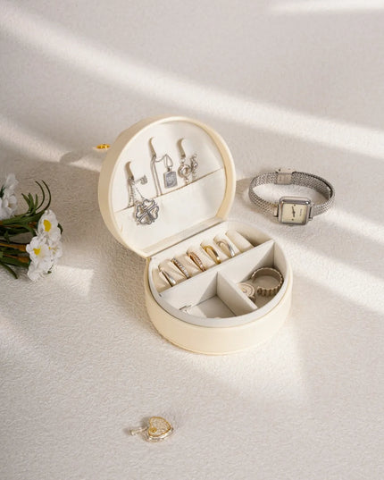 PU Leather Travel Jewelry Box Cream One Size