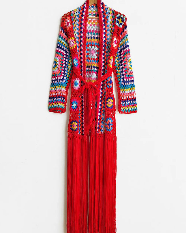 Fringe Tied Long Sleeve Cardigan