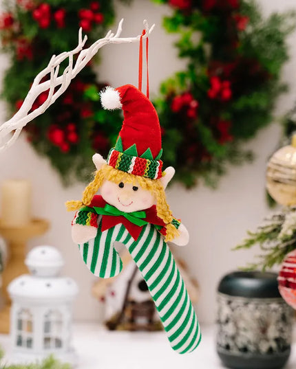 Christmas Candy Cane Hanging Ornament Green One Size