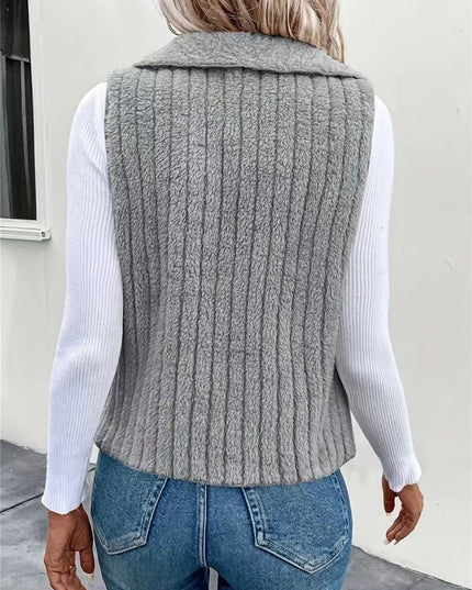 Open Front Fuzzy Vest Coat