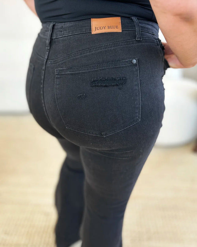 Judy Blue Full Size High Waist Distressed Flare Jeans