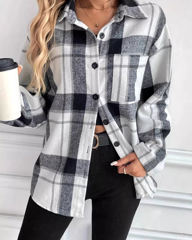 Oversized Plaid Button Up Shirt