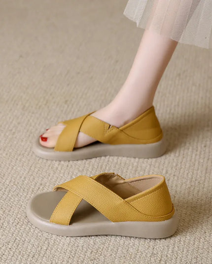 Crossover Platform Comfort Sandals Yellow