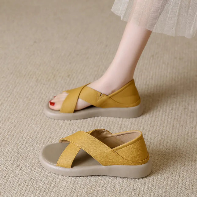 Crossover Platform Comfort Sandals Yellow
