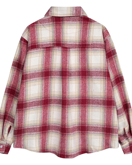 Men's Plaid Button Up Long Sleeve Jacket