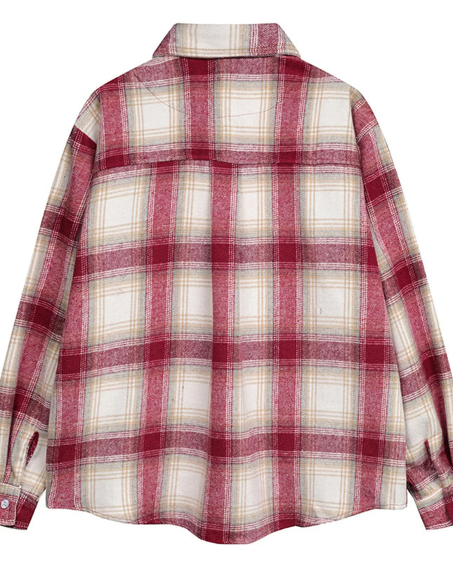 Men's Plaid Button Up Long Sleeve Jacket