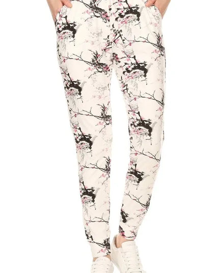 Leggings Depot Full Size Buttery Soft Printed Joggers with Drawstring Plus Size MULTI