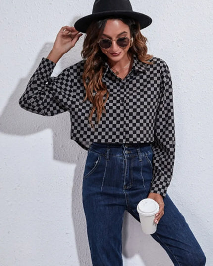 Button Down Printed Cropped Jacket