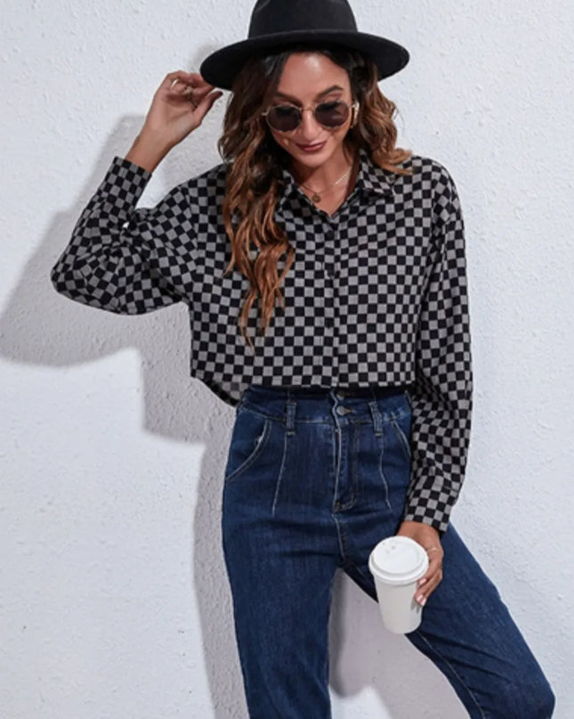 Button Down Printed Cropped Jacket