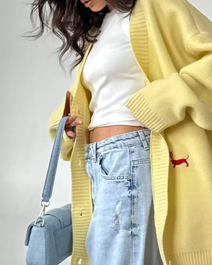 Embroidered Button Up Cardigan