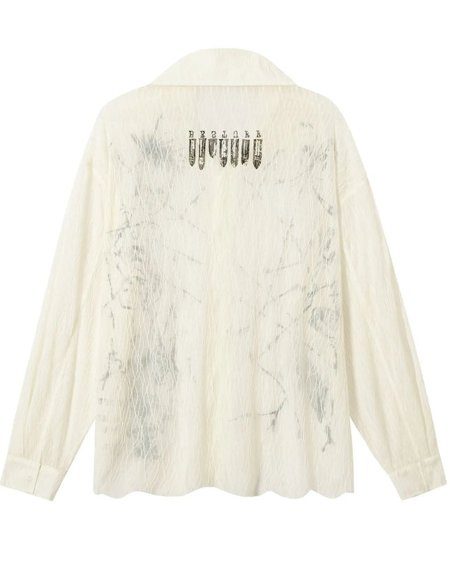 Men's Abstract Print Button-Up Shirt