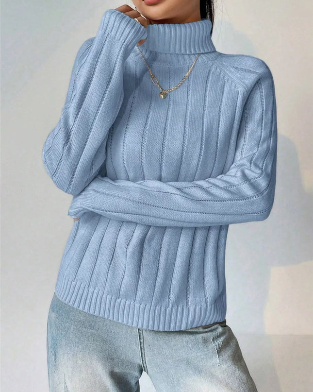 Ribbed Turtleneck Long Sleeve Sweater