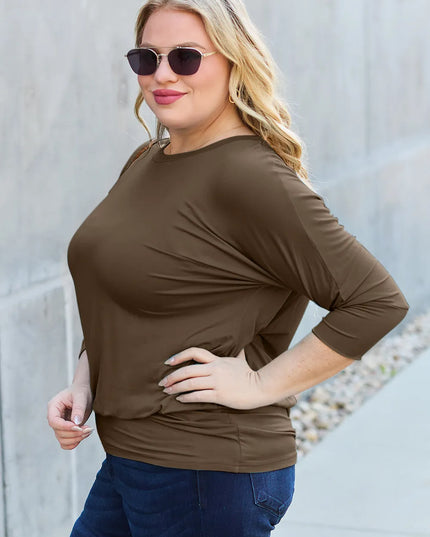 Basic Bae Full Size Round Neck Batwing Sleeve Top