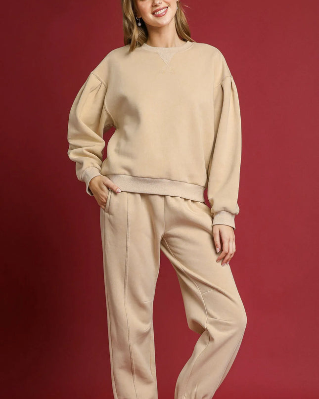 Umgee Fleece Jogger Pants with Drawstring