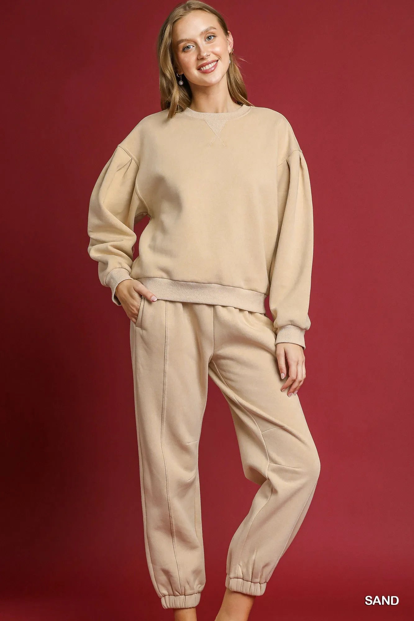 Umgee Fleece Jogger Pants with Drawstring