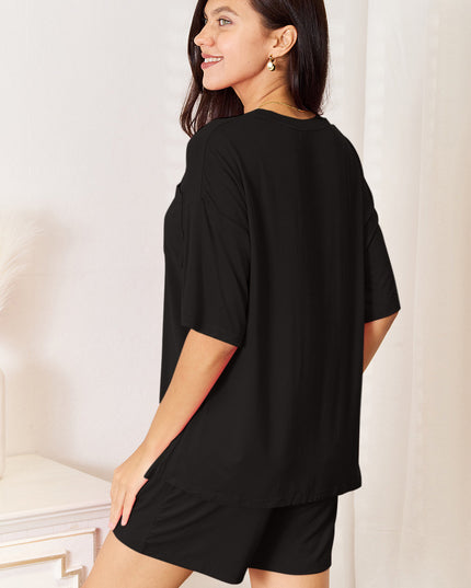 Basic Bae Full Size Soft Rayon Half Sleeve Top and Shorts Set