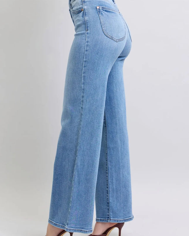 Judy Blue Full Size Wide Leg Jeans with Pockets