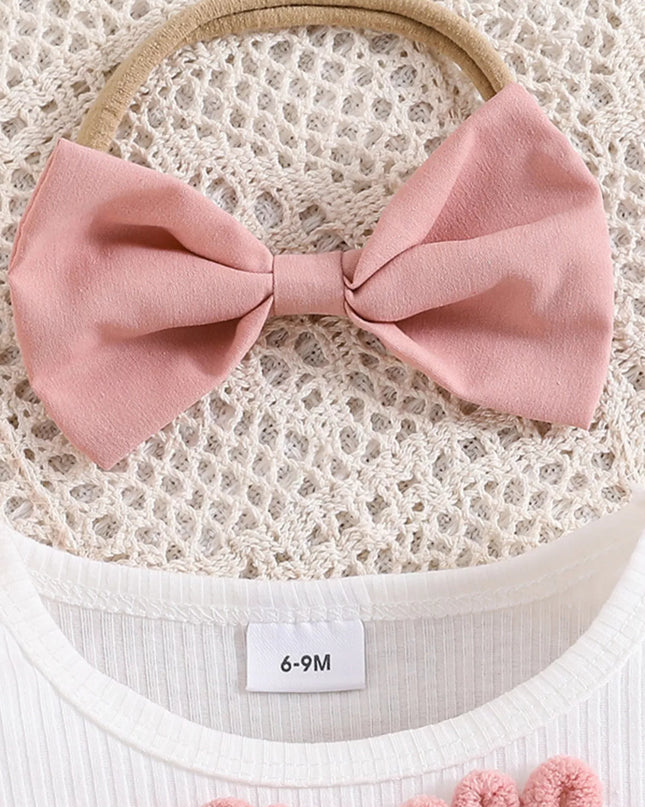 Children's Heart Bowknot Decor Dress with Headband