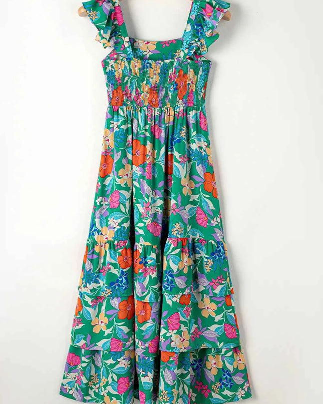 Tiered Ruffled Printed Sleeveless Dress