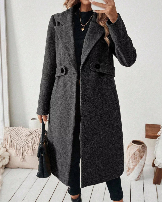 One Button Wool Blend Overcoat