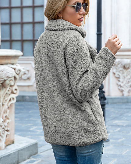 Ivy Lane Full Size Lapel Collar Sherpa Coat