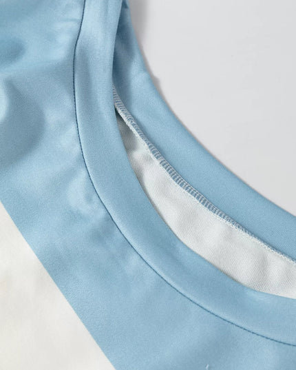 Color Block Drop Shoulder Long Sleeve Top