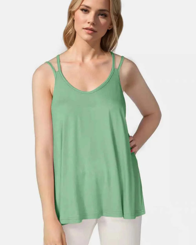 Basic Bae Bamboo Scoop Neck Double Spaghetti Straps Cami