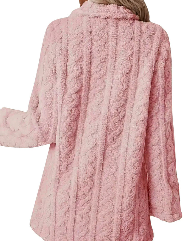 Double-Breasted Fleece Longline Coat