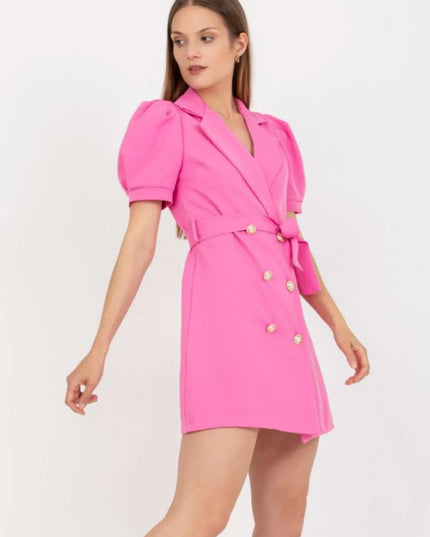 Tie Waist Short Sleeve Blazer Dress