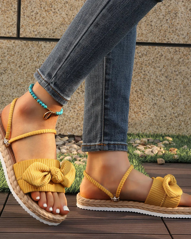 Bow Open Toe Platform Sandals