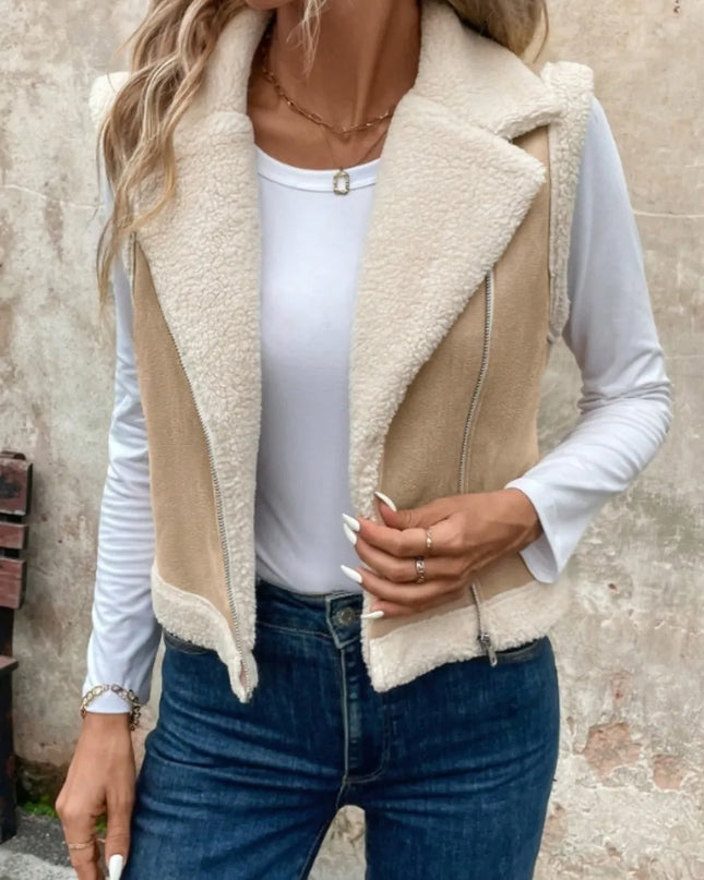 Zip Up Sherpa Vest Coat